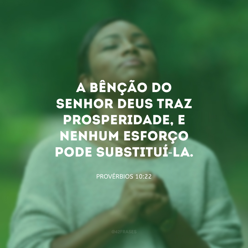 A bênção do Senhor Deus traz prosperidade, e nenhum esforço pode substituí-la. 