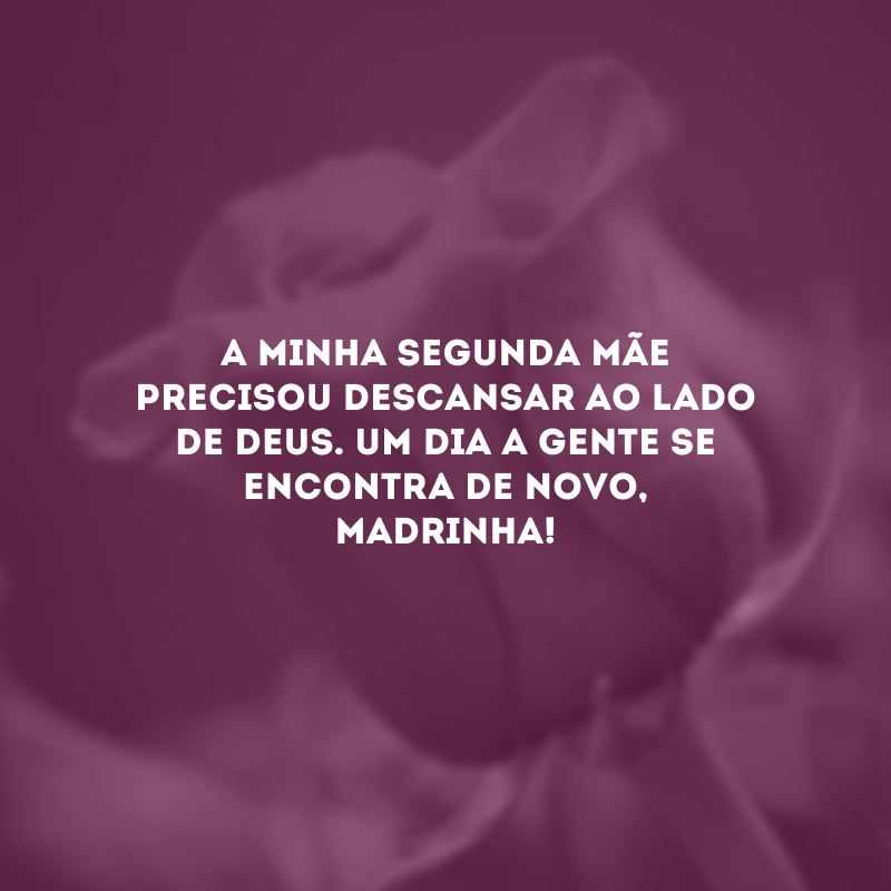 A minha segunda mãe precisou descansar ao lado de Deus. Um dia a gente se encontra de novo, madrinha!