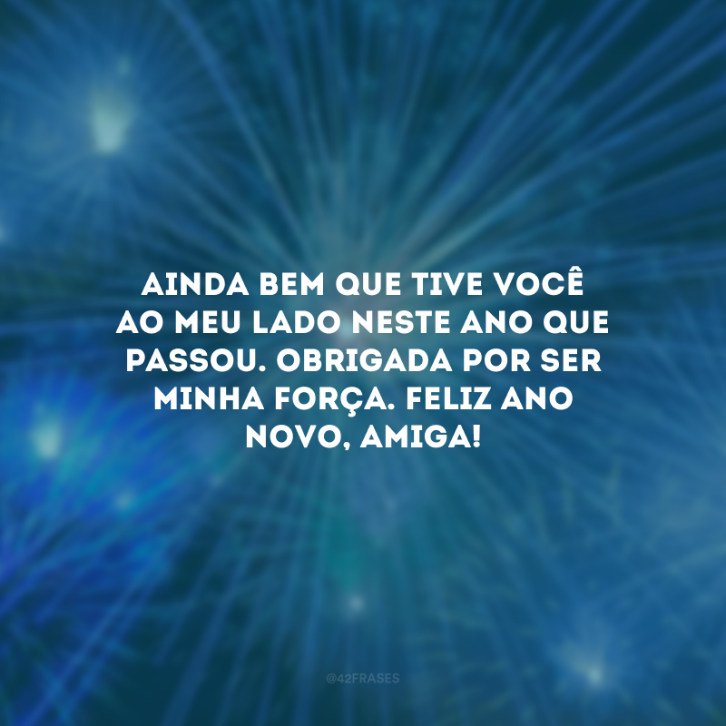 Ainda bem que tive você ao meu lado neste ano que passou. Obrigada por ser minha força. Feliz Ano Novo, amiga!