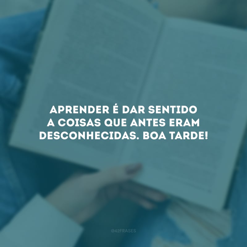 Aprender é dar sentido a coisas que antes eram desconhecidas. Boa tarde!