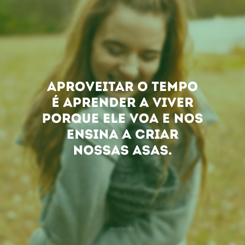 Aproveitar o tempo é aprender a viver porque ele voa e nos ensina a criar nossas asas.