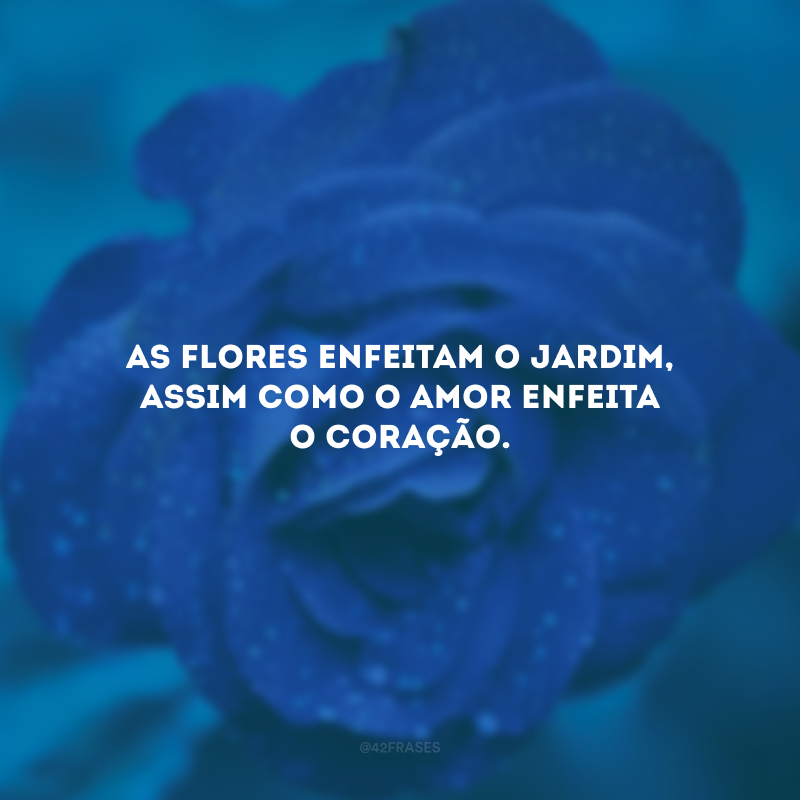 As flores enfeitam o jardim, assim como o amor enfeita o coração.