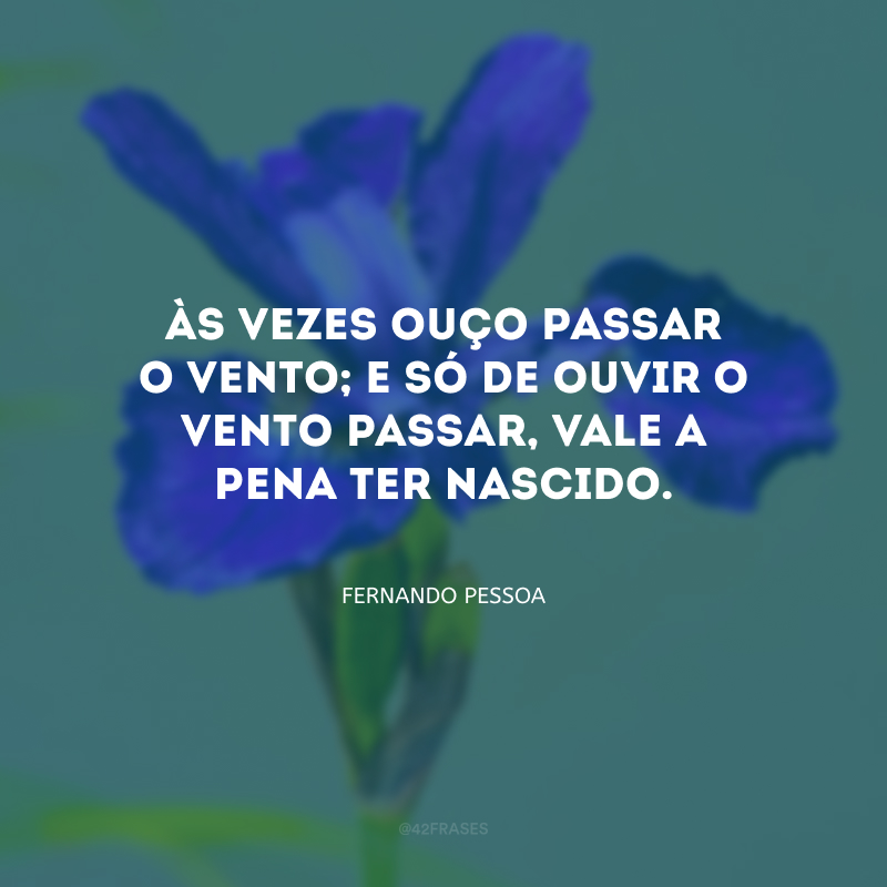 Às vezes ouço passar o vento; e só de ouvir o vento passar, vale a pena ter nascido.