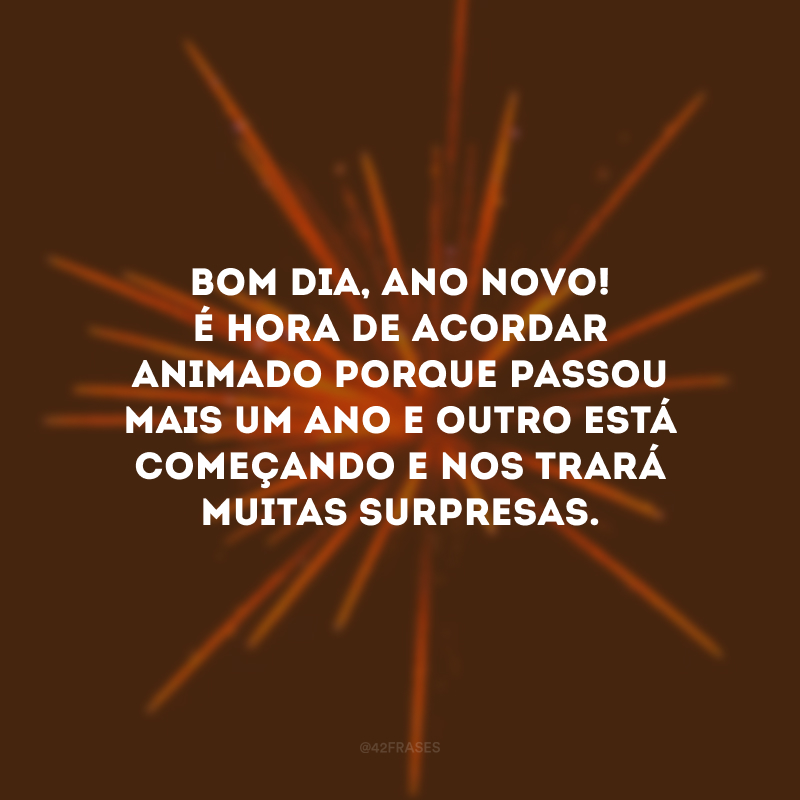 Bom dia, Ano Novo! É hora de acordar animado porque passou mais um ano e outro está começando e nos trará muitas surpresas.