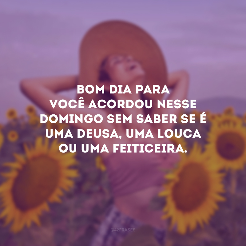 Bom dia para você acordou nesse domingo sem saber se é uma deusa, uma louca ou uma feiticeira.