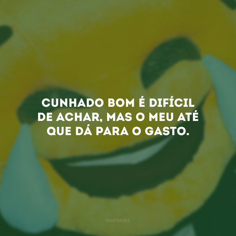 Cunhado bom é difícil de achar, mas o meu até que dá para o gasto.