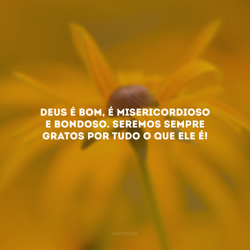 Deus é bom, é misericordioso e bondoso. Seremos sempre gratos por tudo o que Ele é! 