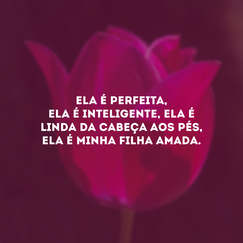 Ela é perfeita, ela é inteligente, ela é linda da cabeça aos pés, ela é minha filha amada.