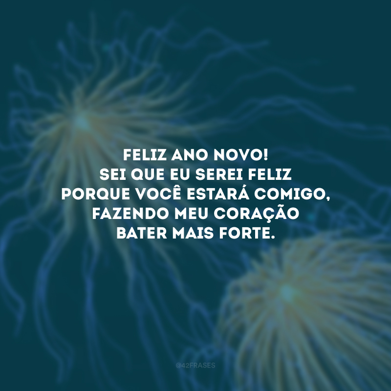 Feliz Ano Novo! Sei que eu serei feliz porque você estará comigo, fazendo meu coração bater mais forte.