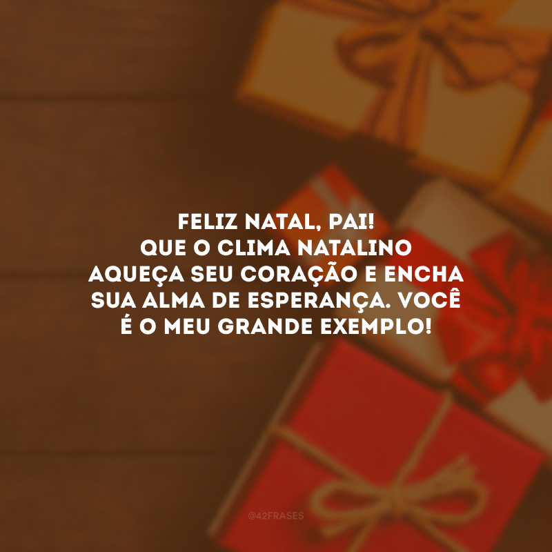 Feliz Natal, pai! Que o clima natalino aqueça seu coração e encha sua alma de esperança. Você é o meu grande exemplo!