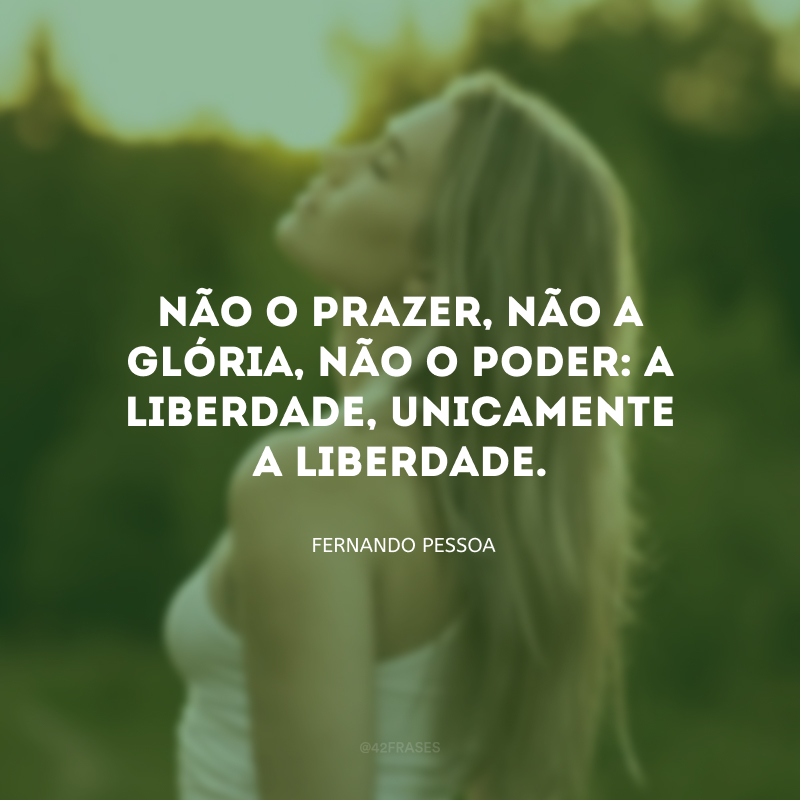 Não o prazer, não a glória, não o poder: a liberdade, unicamente a liberdade.