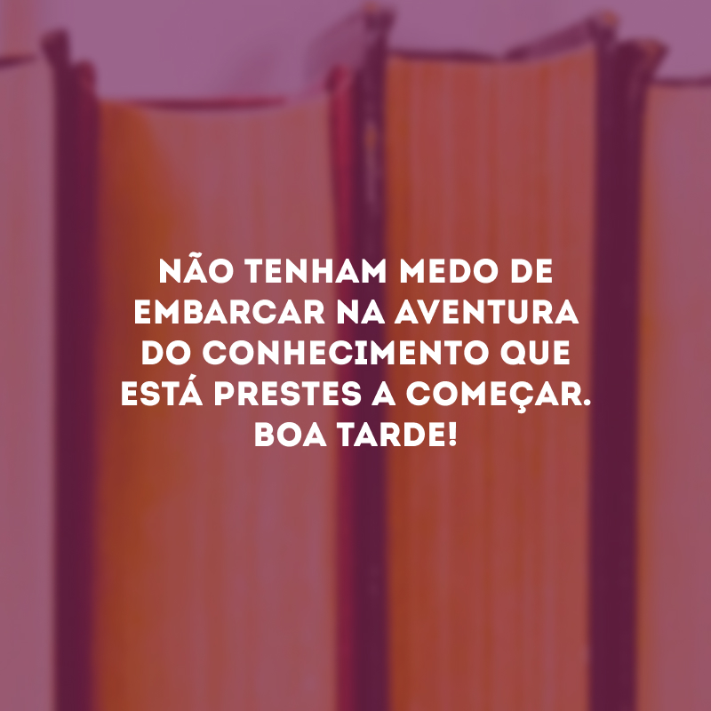 Não tenham medo de embarcar na aventura do conhecimento que está prestes a começar. Boa tarde!