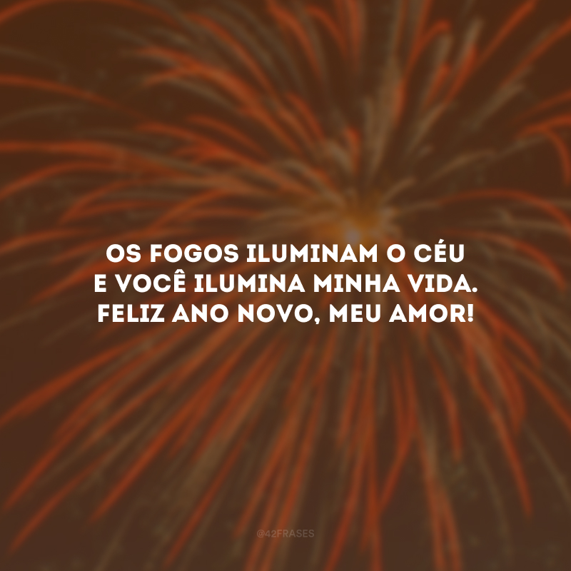 Os fogos iluminam o céu e você ilumina minha vida. Feliz Ano Novo, meu amor!