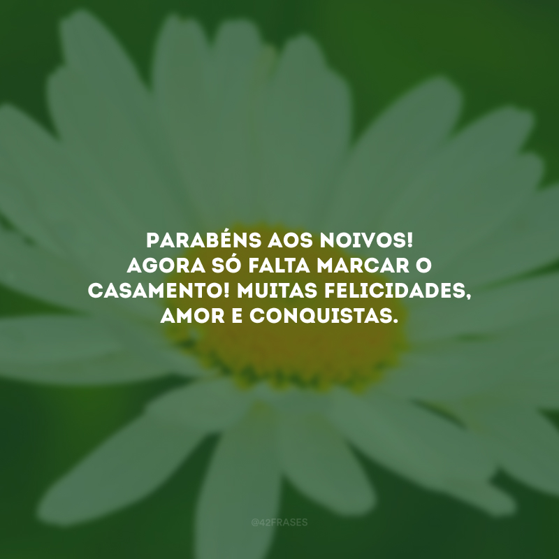 Parabéns aos noivos! Agora só falta marcar o casamento! Muitas felicidades, amor e conquistas.