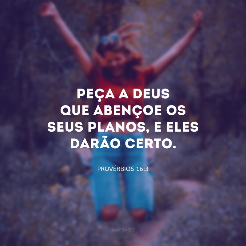 Peça a Deus que abençoe os seus planos, e eles darão certo. 