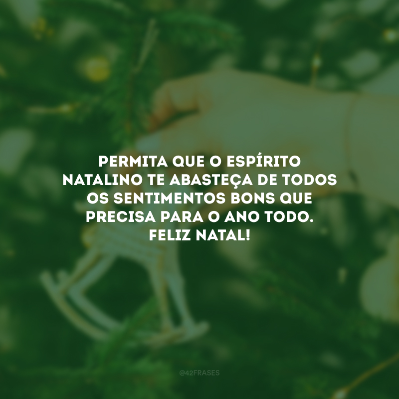 Permita que o espírito natalino te abasteça de todos os sentimentos bons que precisa para o ano todo. Feliz Natal!