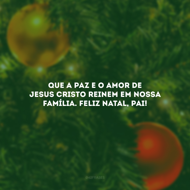 Que a paz e o amor de Jesus Cristo reinem em nossa família. Feliz Natal, pai!