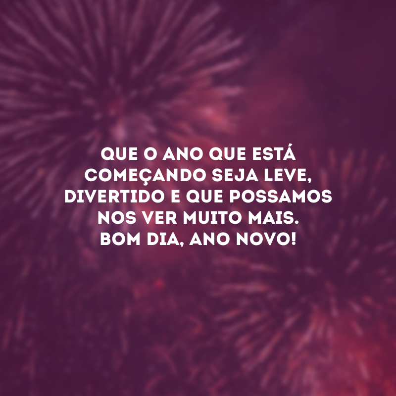 Que o ano que está começando seja leve, divertido e que possamos nos ver muito mais. Bom dia, Ano Novo!