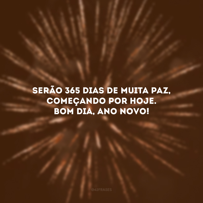 Serão 365 dias de muita paz, começando por hoje. Bom dia, Ano Novo!