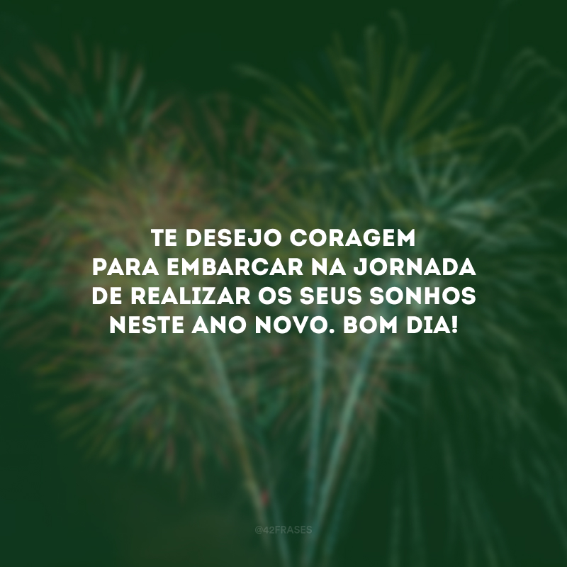 Te desejo coragem para embarcar na jornada de realizar os seus sonhos neste Ano Novo. Bom dia!