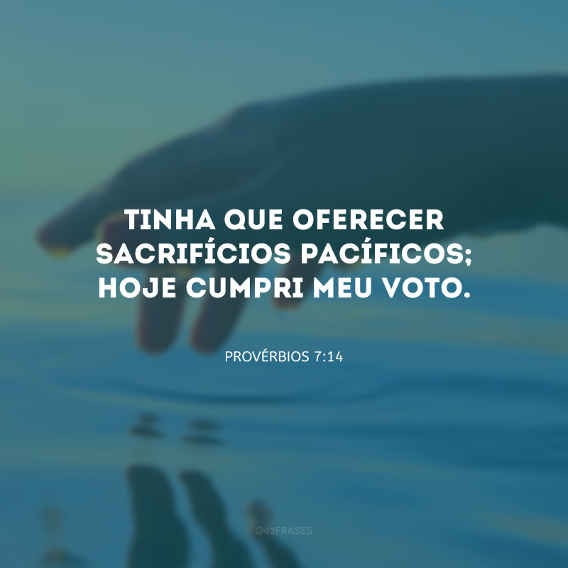 Tinha que oferecer sacrifícios pacíficos; hoje cumpri meu voto.