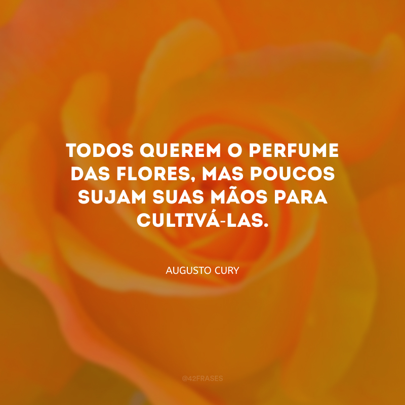 Todos querem o perfume das flores, mas poucos sujam suas mãos para cultivá-las.