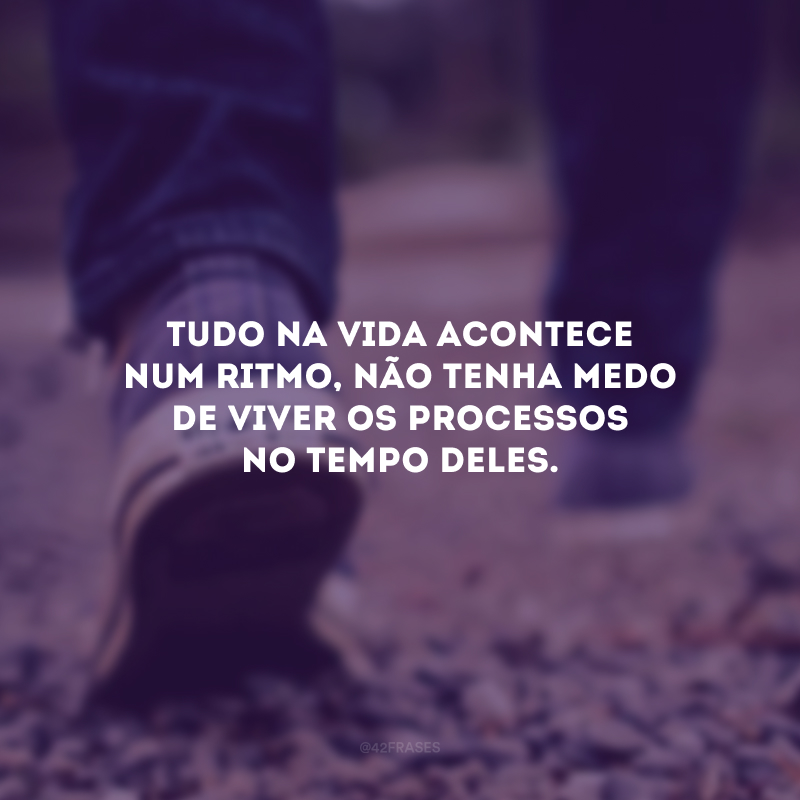 Tudo na vida acontece num ritmo, não tenha medo de viver os processos no tempo deles.