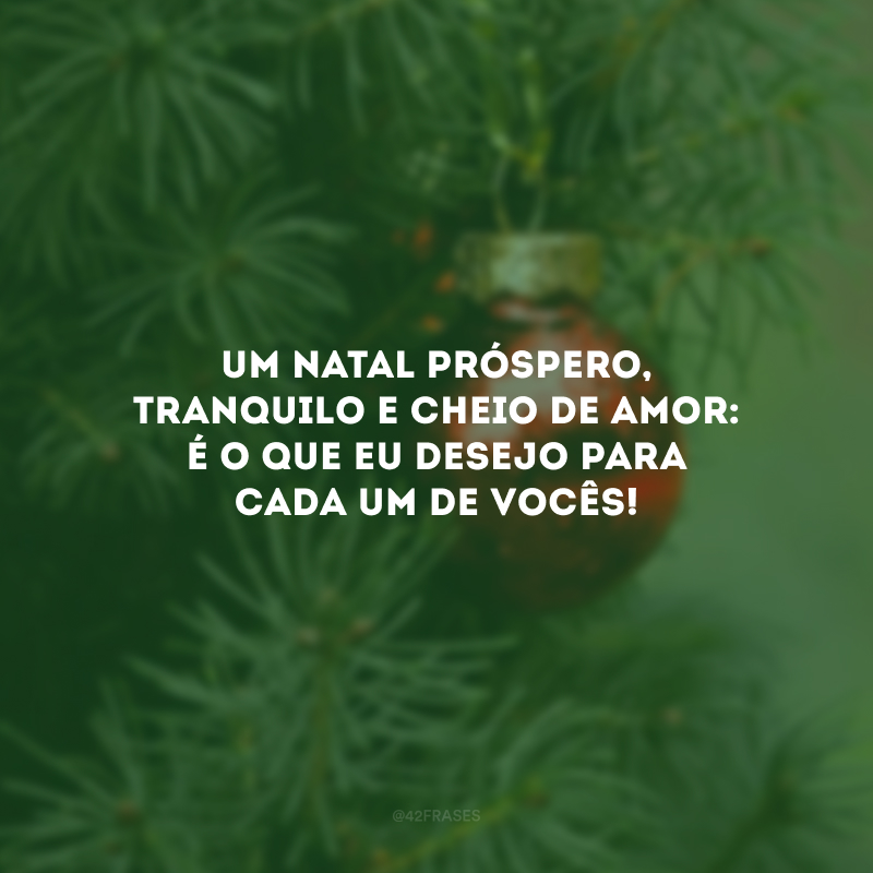 Um Natal próspero, tranquilo e cheio de amor: é o que eu desejo para cada um de vocês!