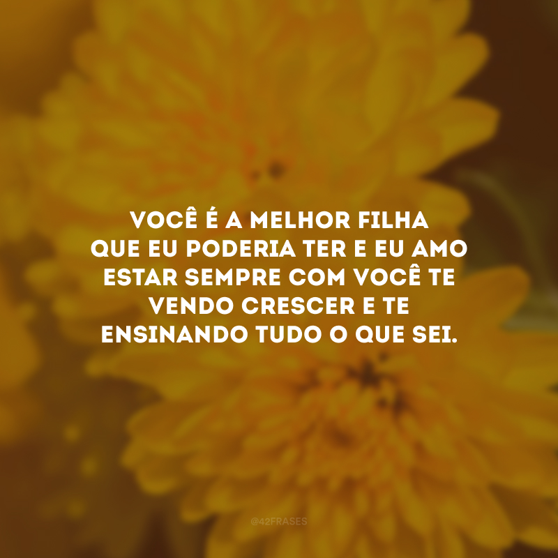 Você é a melhor filha que eu poderia ter e eu amo estar sempre com você te vendo crescer e te ensinando tudo o que sei.