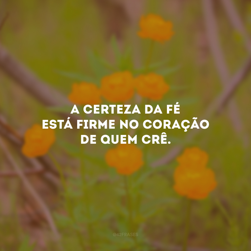 A certeza da fé está firme no coração de quem crê.