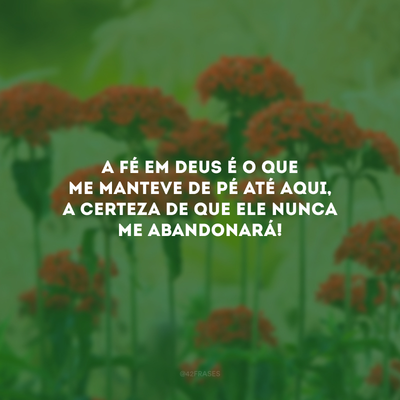 A fé em Deus é o que me manteve de pé até aqui, a certeza de que Ele nunca me abandonará!