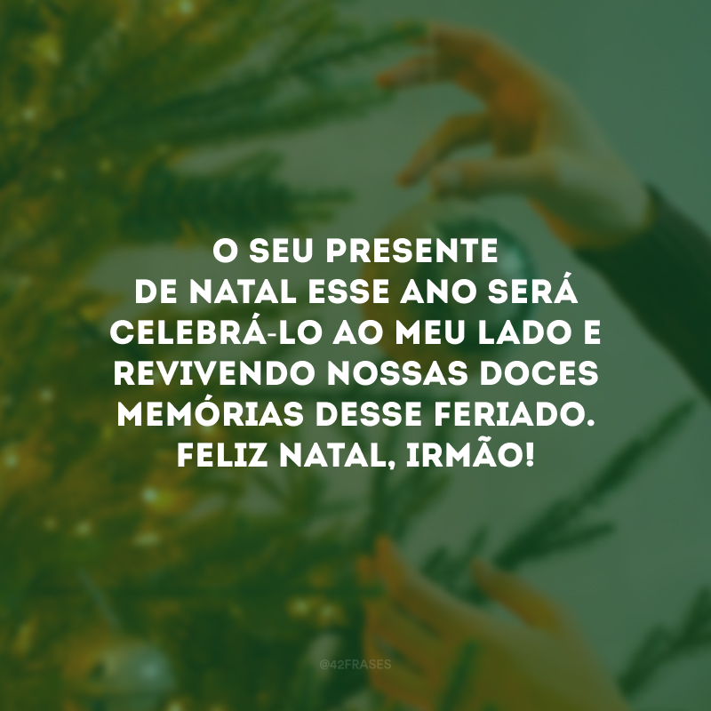 O seu presente de Natal esse ano será celebrá-lo ao meu lado e revivendo nossas doces memórias desse feriado. Feliz Natal, irmão!