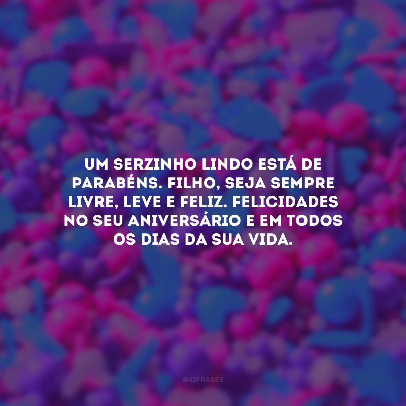 Um serzinho lindo está de parabéns. Filho, seja sempre livre, leve e feliz. Felicidades no seu aniversário e em todos os dias da sua vida.