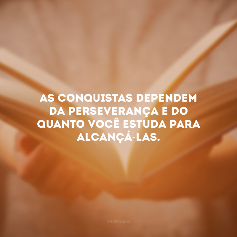 As conquistas dependem da perseverança e do quanto você estuda para alcançá-las.