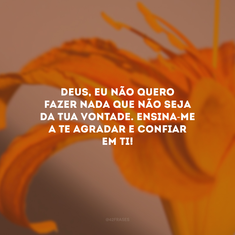 Deus, eu não quero fazer nada que não seja da Tua vontade. Ensina-me a Te agradar e confiar em Ti!