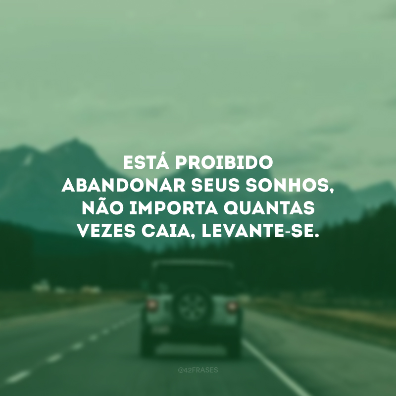 Está proibido abandonar seus sonhos, não importa quantas vezes caia, levante-se.