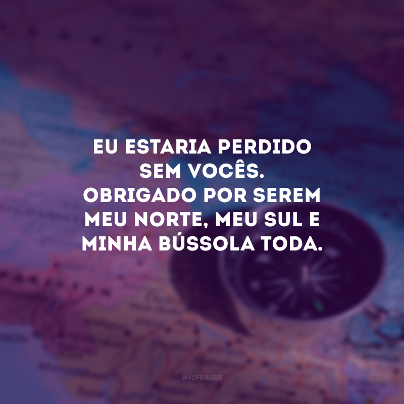 Eu estaria perdido sem vocês. Obrigado por serem meu norte, meu sul e minha bússola toda.