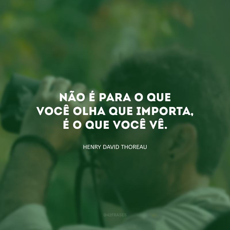 Não é para o que você olha que importa, é o que você vê.