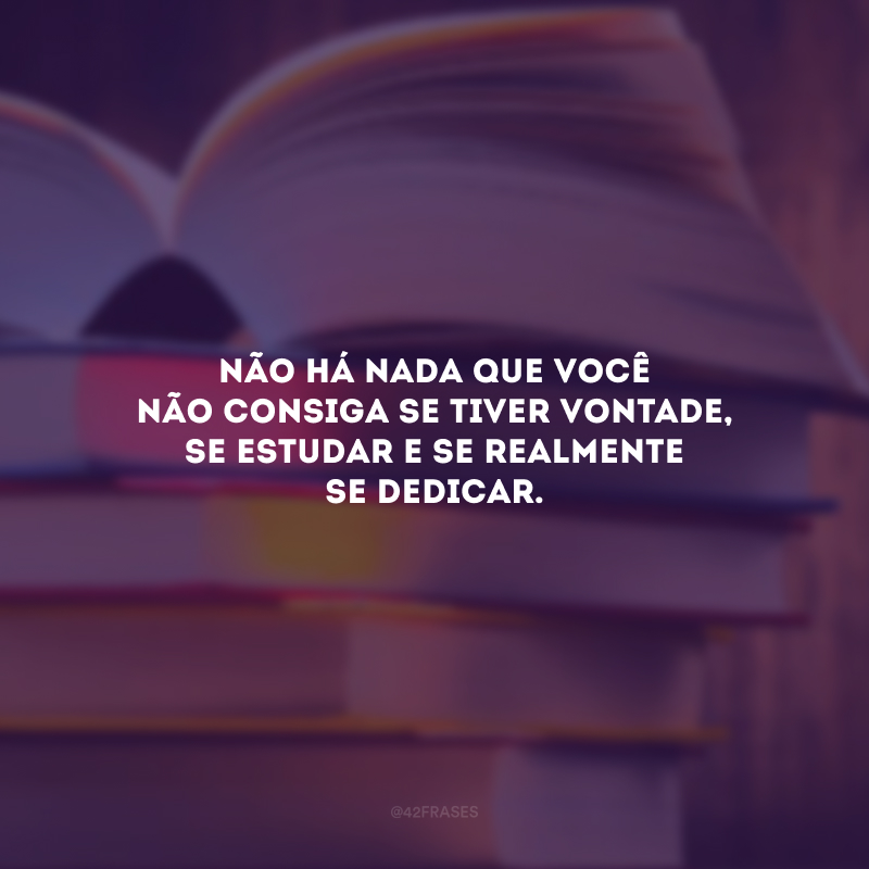 Não há nada que você não consiga se tiver vontade, se estudar e se realmente se dedicar.