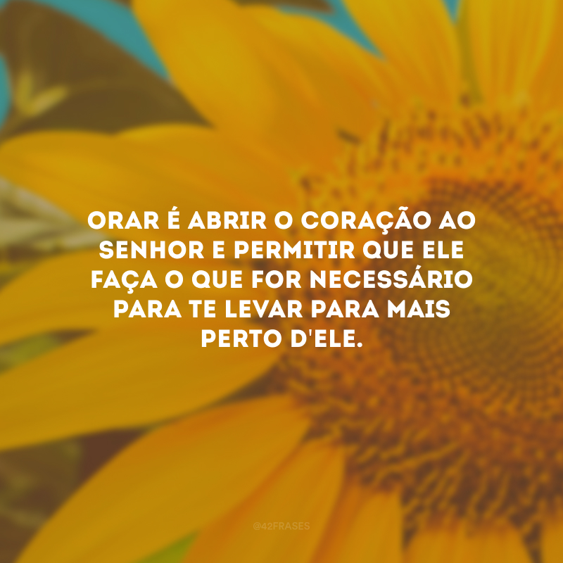 Orar é abrir o coração ao Senhor e permitir que Ele faça o que for necessário para te levar para mais perto d\'Ele.