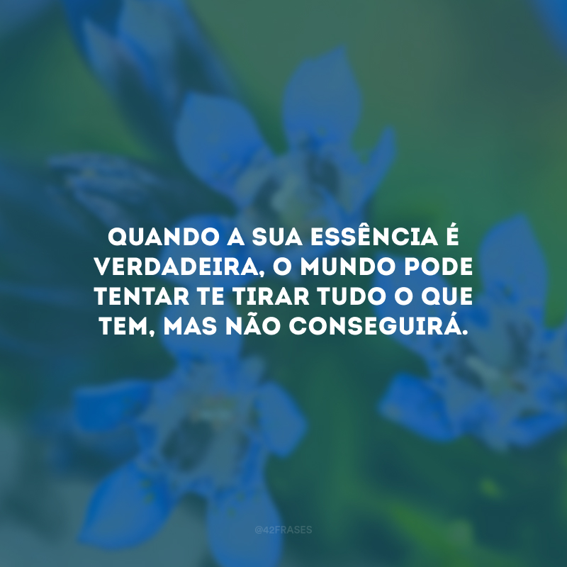 Quando a sua essência é verdadeira, o mundo pode tentar te tirar tudo o que tem, mas não conseguirá.