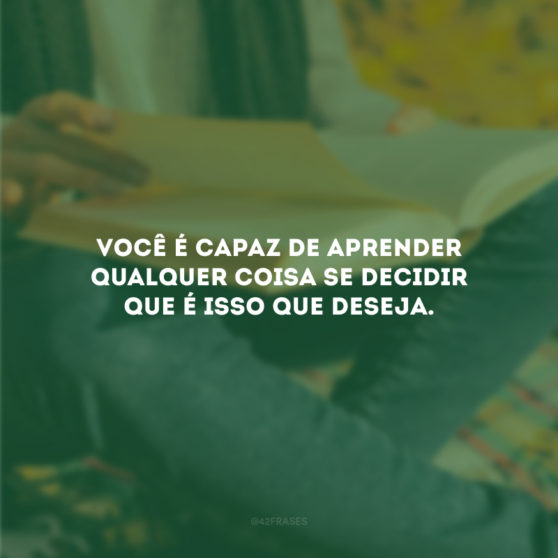 Você é capaz de aprender qualquer coisa se decidir que é isso que deseja.