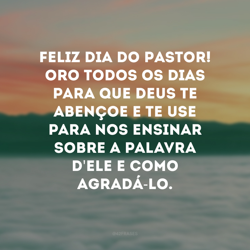 Feliz Dia do Pastor! Oro todos os dias para que Deus te abençoe e te use para nos ensinar sobre a palavra d\'Ele e como agradá-Lo.