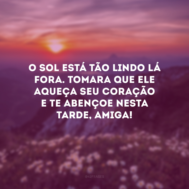 O sol está tão lindo lá fora. Tomara que ele aqueça seu coração e te abençoe nesta tarde, amiga!