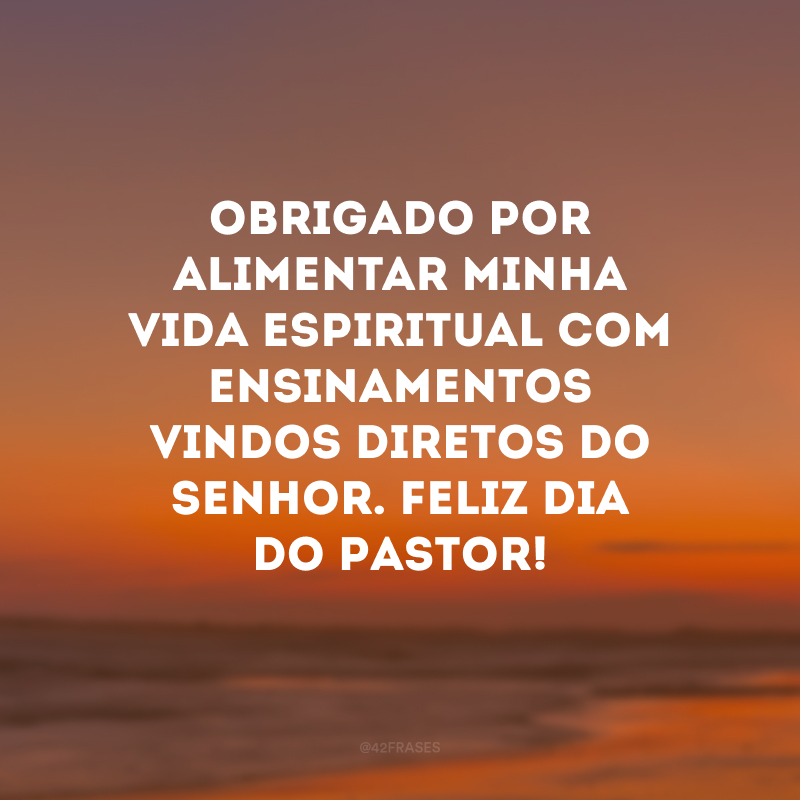 Obrigado por alimentar minha vida espiritual com ensinamentos vindos diretos do Senhor. Feliz Dia do Pastor!