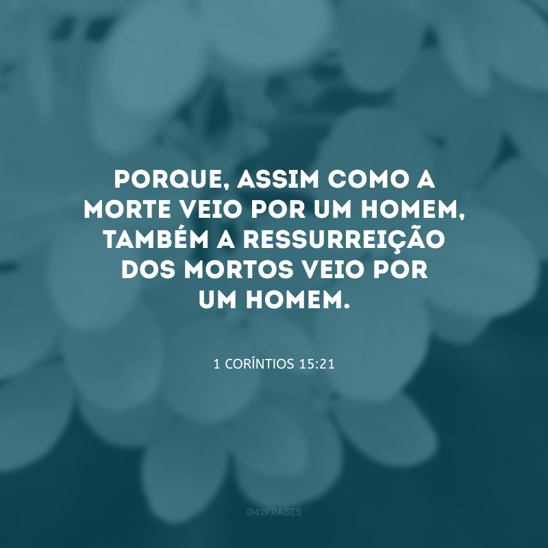 Porque, assim como a morte veio por um homem, também a ressurreição dos mortos veio por um homem.
