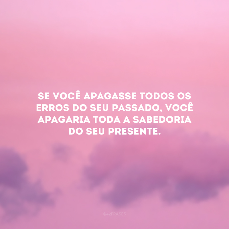 Se você apagasse todos os erros do seu passado, você apagaria toda a sabedoria do seu presente. 