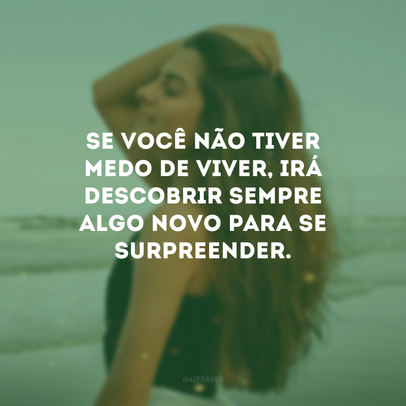 Se você não tiver medo de viver, irá descobrir sempre algo novo para se surpreender.