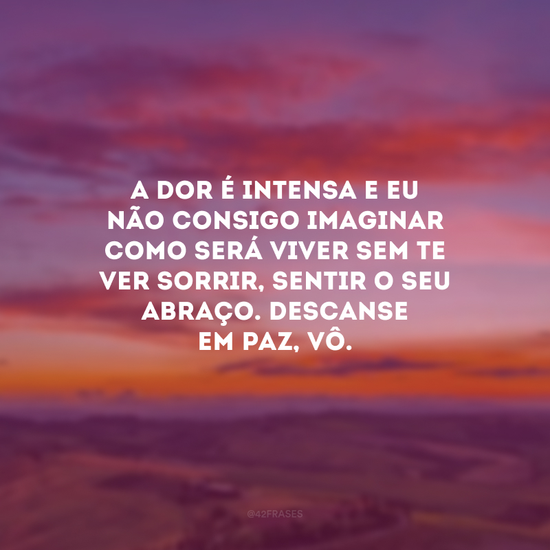 A dor é intensa e eu não consigo imaginar como será viver sem te ver sorrir, sentir o seu abraço. Descanse em paz, vô.