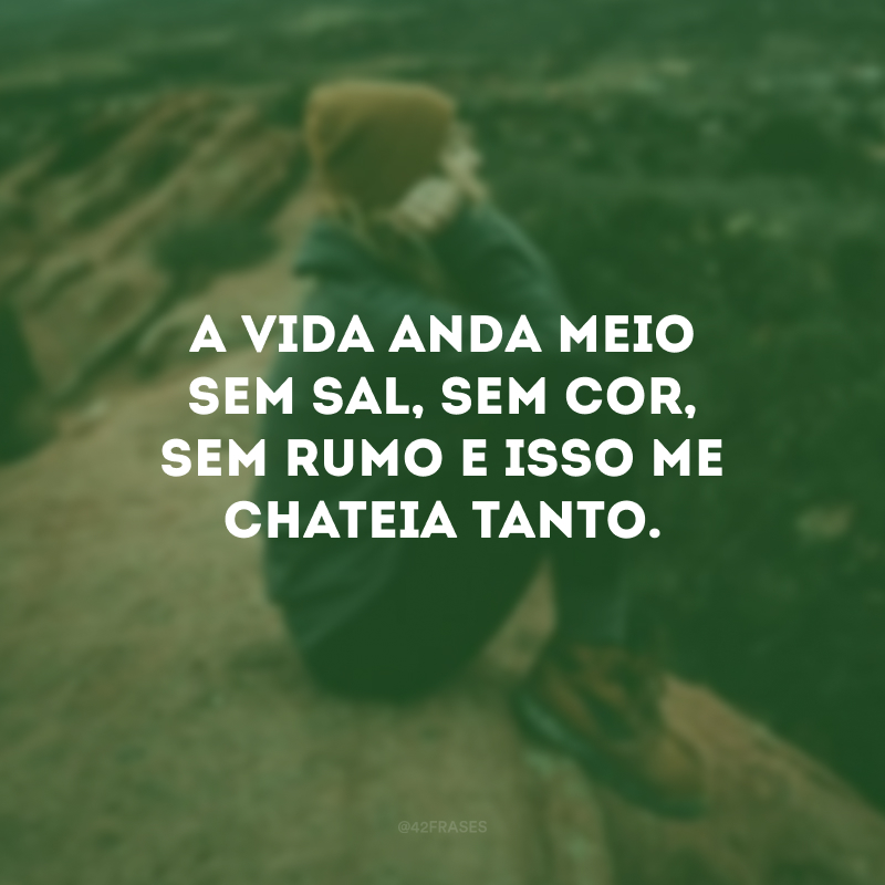 A vida anda meio sem sal, sem cor, sem rumo e isso me chateia tanto.